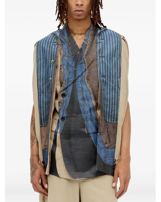 Comme des Garçons Blue Sleeveless Shirt Jacket for men