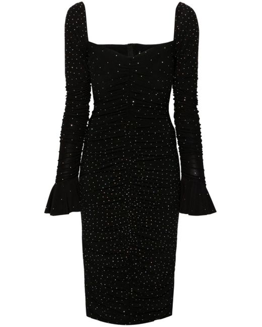 Nissa Black Rhinestone-embellished Bodycon Dress