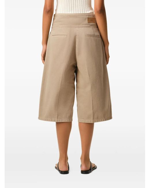 AMI Natural Cotton Wrapped Belted Bermuda Shorts