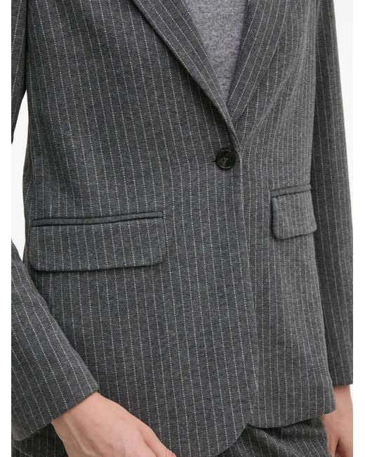 Ouí Gray Pinstripe Flap-Pocket Blazer