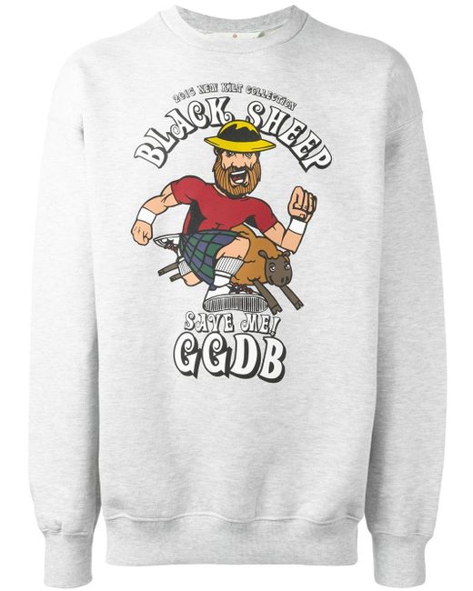 Golden Goose Deluxe Brand Gray Black Sheep Print Sweatshirt for men