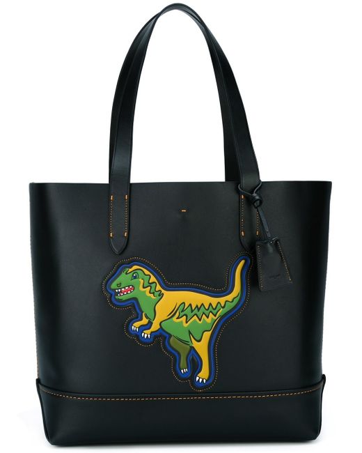 COACH Black Dinosaur Patch Tote Bag