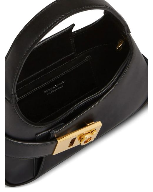 Ferragamo Black Gancini Mini Hobo Bags