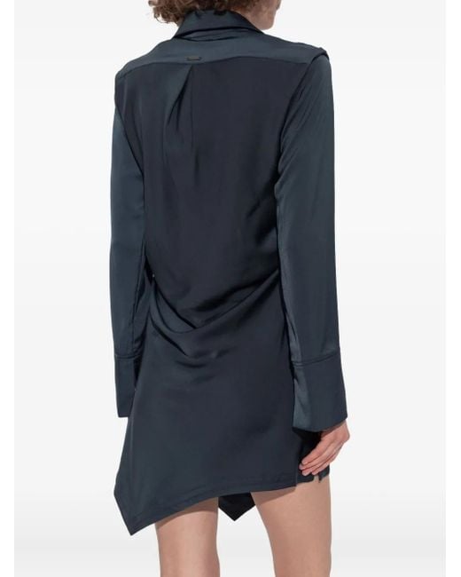 AllSaints Blue Tira Draped Mini Shirt Dress