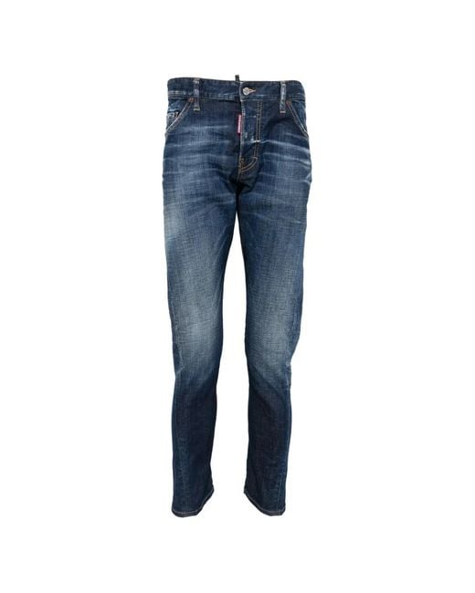 DSquared² Blue Logo-Patch Belt-Loop Jeans for men