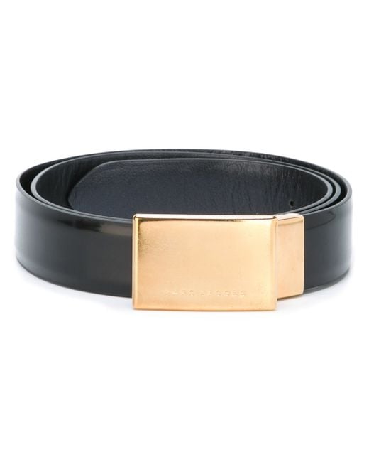 Marc Jacobs Black Gold Buckle Plaque Belt for men