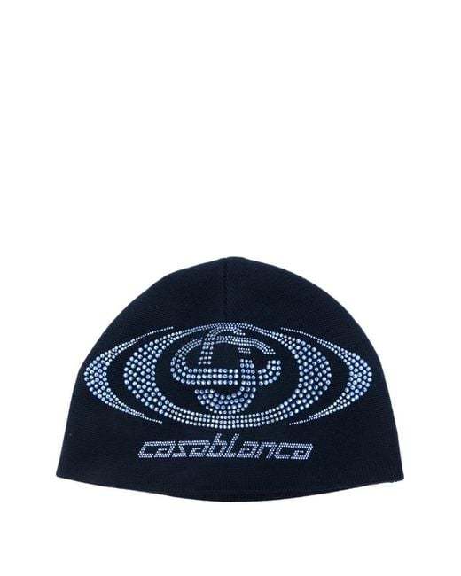 Casablanca Blue Hotfix Logo Beanie for men