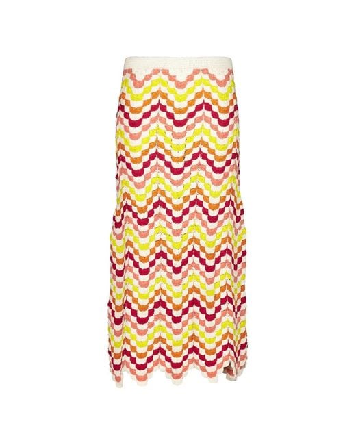 Escvdo White Abanico Crochet Safi Skirt