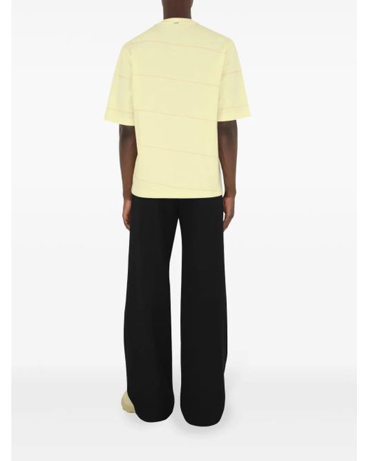 Burberry Yellow Logo-Embroidered Cotton T-Shirt for men