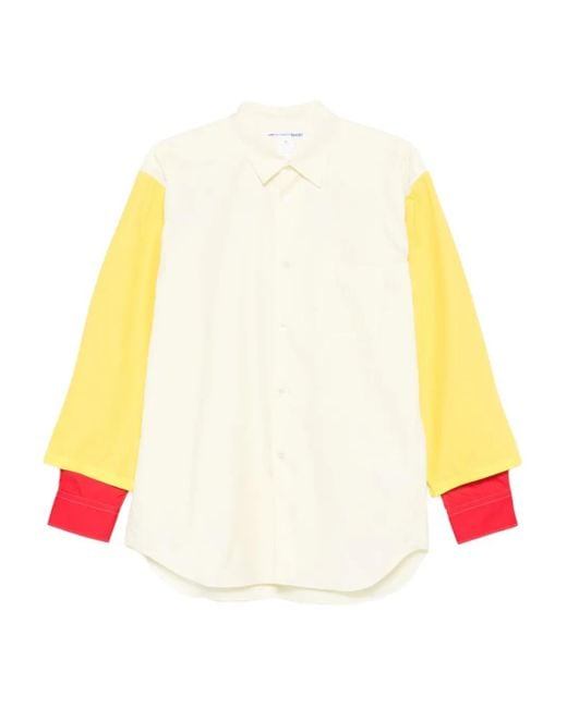 メンズ Comme des Garçons カラーブロック ロングスリーブシャツ White