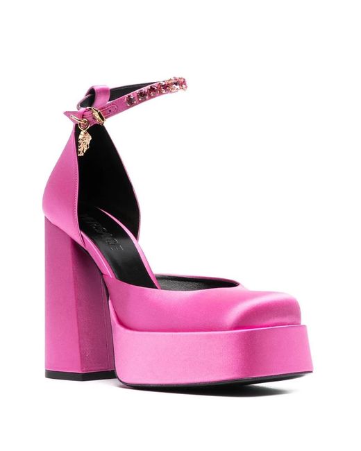 Versace Pink Medusa Aevitas Platform Pumps Shoes