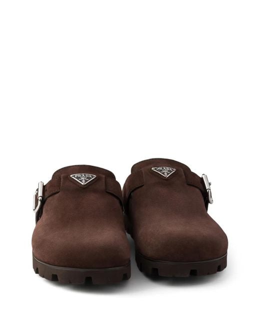 Prada Brown Mules En Daim for men