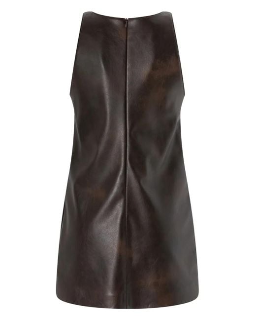 Pinko Brown Short Faux Leather Diricco Dress