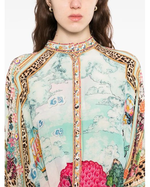 Camilla White Button Scarf Blouse