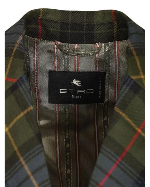 Etro Green Macro-Check Boxy Blazer