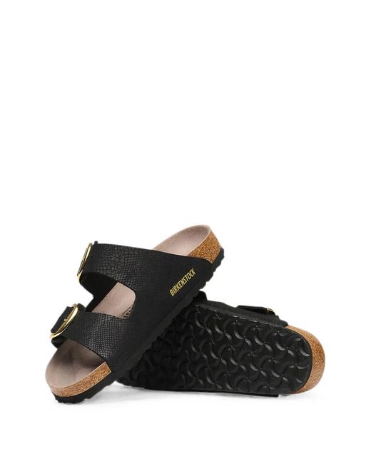 Birkenstock Black Arizona Snakeskin-Effect Sandals