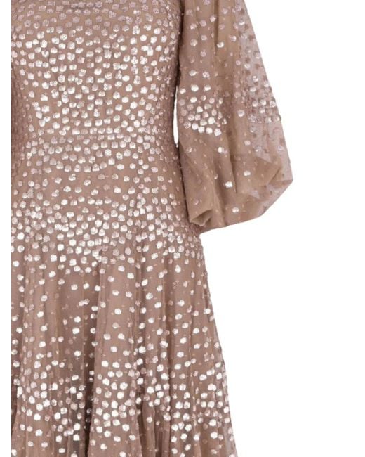 Vestido midi con detalle de lentejuelas Needle & Thread de color Natural