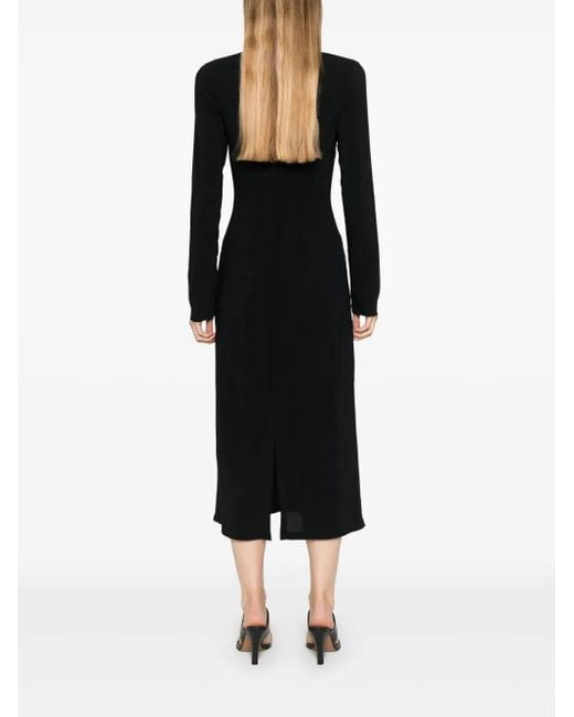 Vivetta Black Floral-Embroidered Midi Dress