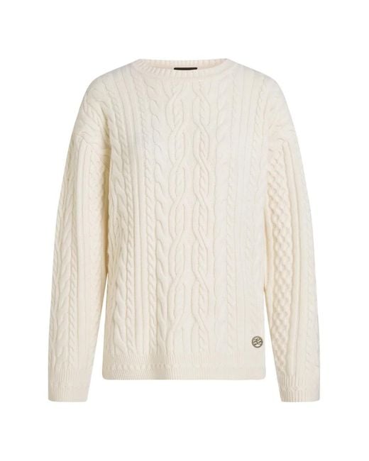 Karl Lagerfeld White Chunky Cable-Knit Sweater