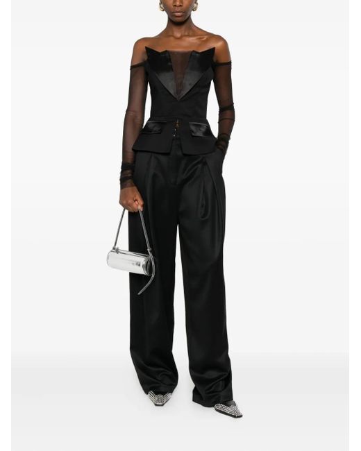 Vestiaire d'un Oiseau Libre Black Pleated-Front Press-Stud Trousers