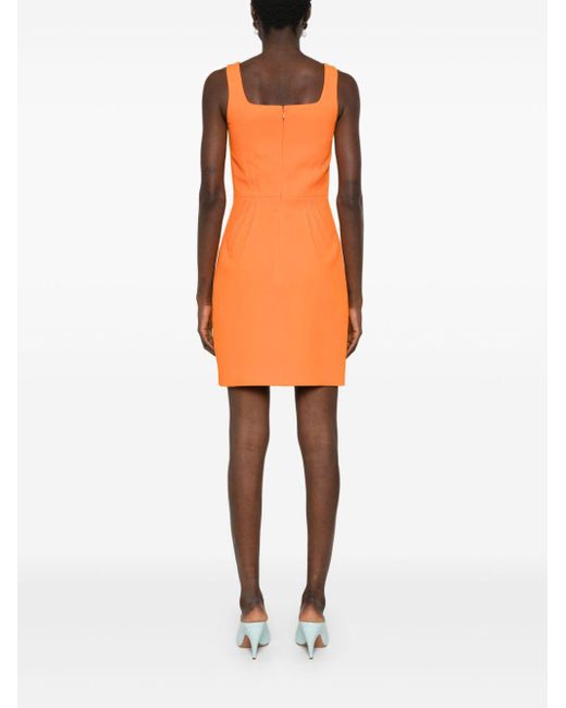 Emilia Wickstead Orange Crepe Square-neck Dress - Women's - Polyester/elastane