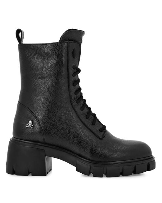 Philipp Plein Black Leather Boots