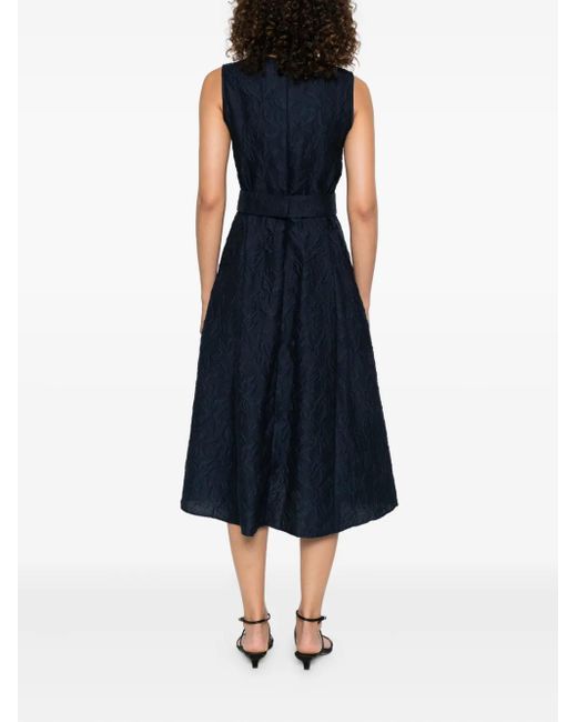 Max Mara Blue Kleid mit Blumenstickerei