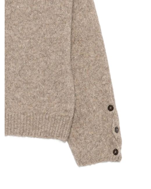 Alysi Natural Button-Cuff Turtleneck Sweater