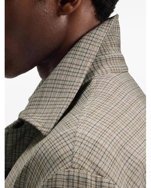 Boss Gray Craig Checked-Pattern Buttoned Jacket for men