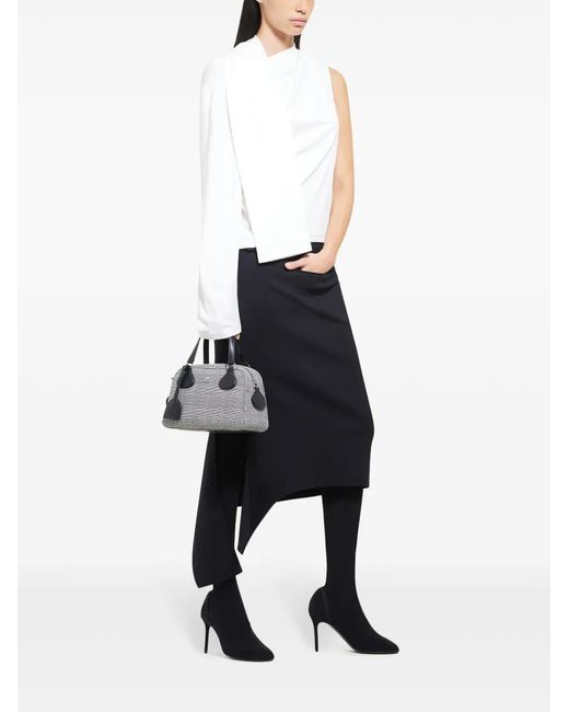 Courreges Gray Houndstooth Bowling Bag