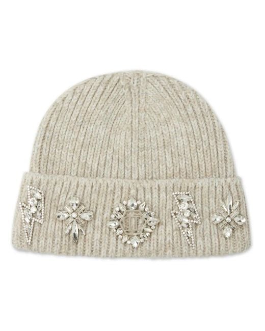 Philipp Plein Natural Brooch-Detail Beanie