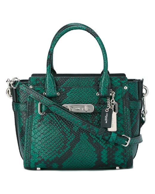 COACH Green - Snakeskin Effect Tote - Women - Leather - One Size