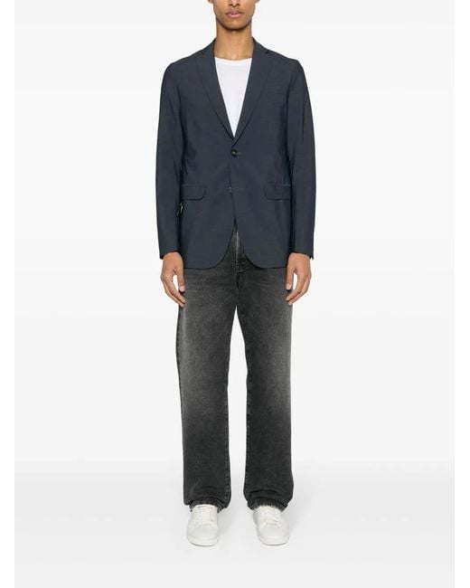 Rrd Blue Single-Breasted Blazer for men