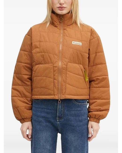 Columbia Blue Wallowa Quilted Mountain-Print Cropped Puffer Jacket