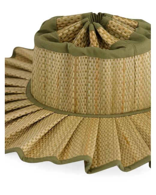 Lorna Murray Green Capri Pleated Grass-Fibre Sun Hat