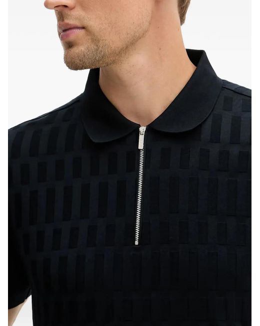 Karl Lagerfeld Black Half-Zip Polo Shirt for men