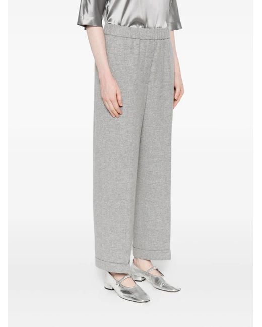 Peserico Gray Elastic-waist Wool Trousers