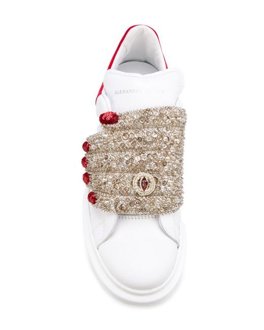 Alexander McQueen Hand Embellished Sneakers in White | Lyst