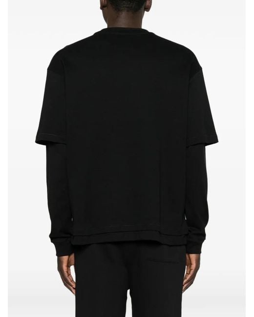 Woc Black Layered Long-Sleeve T-Shirt for men