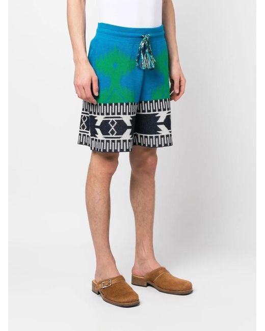 Alanui Green Abstract-Pattern Shorts for men