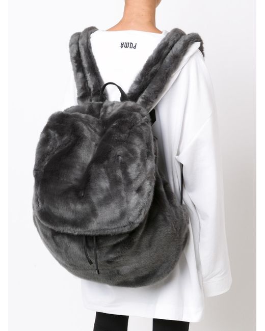 PUMA Fenty X Rihanna Fur Effect Backpack in Grey (Grey) | Lyst UK