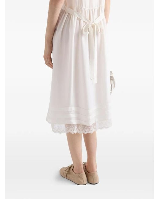 Prada White Embroidered Old Washed Silk Dress