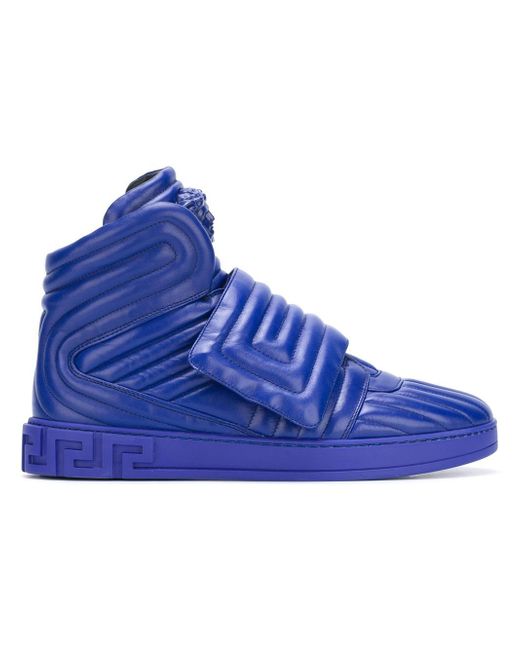 Versace Blue Palazzo Medusa Quilted Hi-top Sneakers for men