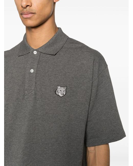 Polo en coton à patch logo Maison Kitsuné pour homme en coloris Gray
