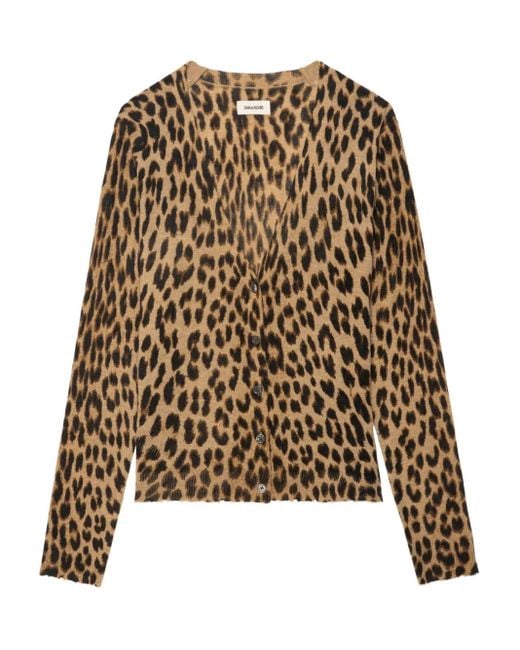 Zadig & Voltaire Brown Manala Leopard-Print Button Cardigan