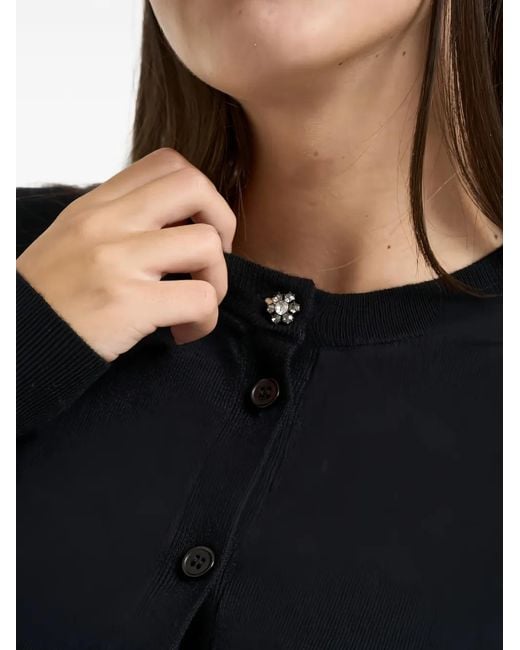 Liu Jo Black Lace-Trim Ruffled Cardigan