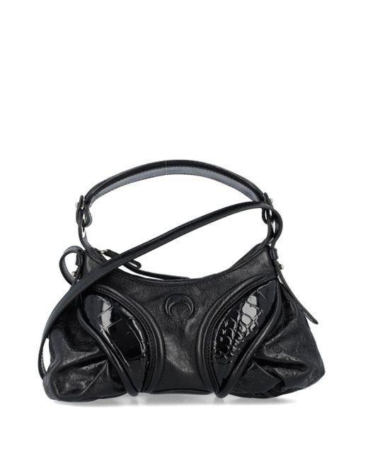MARINE SERRE Black Embossed-leather Stardust Bag