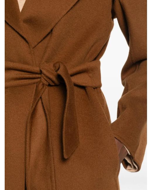 Max Mara Brown Belted Notch-Lapel Coat
