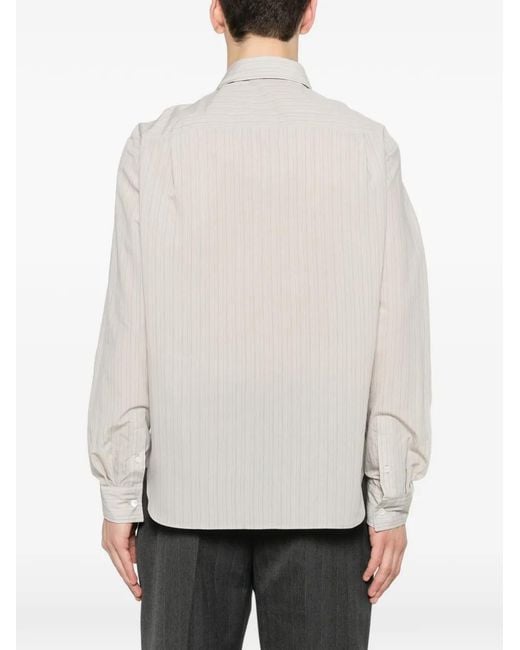 Maison Kitsuné White Stripe-Pattern Shirt for men