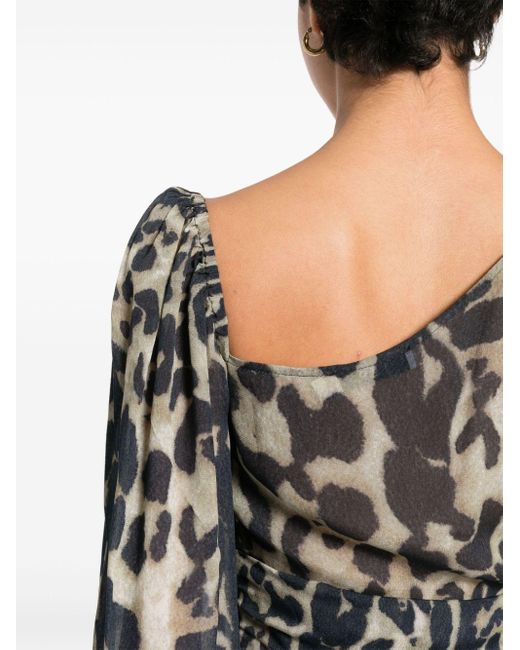 Robe froncée à imprimé léopard IRO en coloris Gray